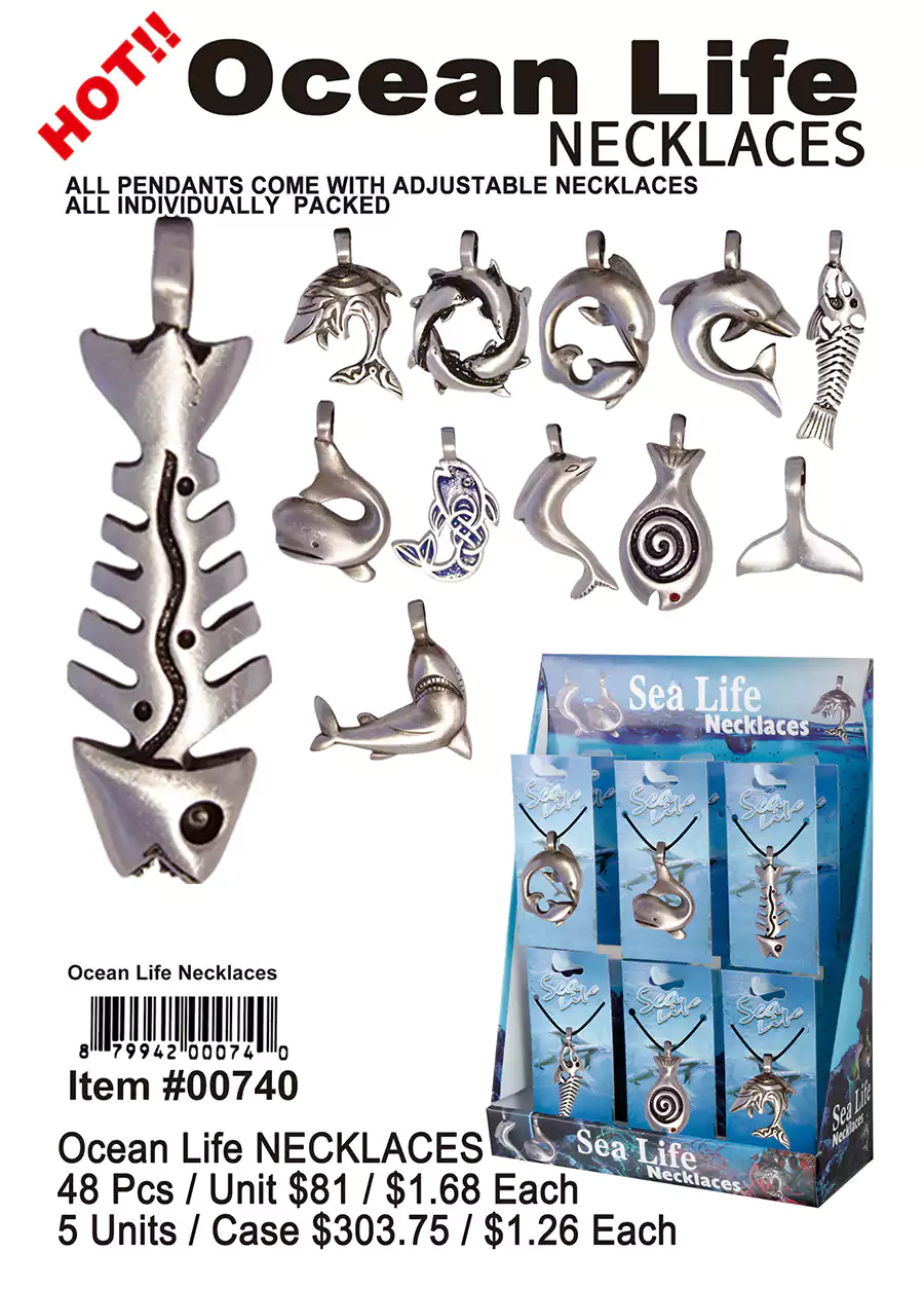 Ocean Life Necklaces Pewter